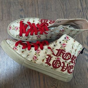 GUCCI Women Major 'Blind for Love' Floral Print High Top sneakers